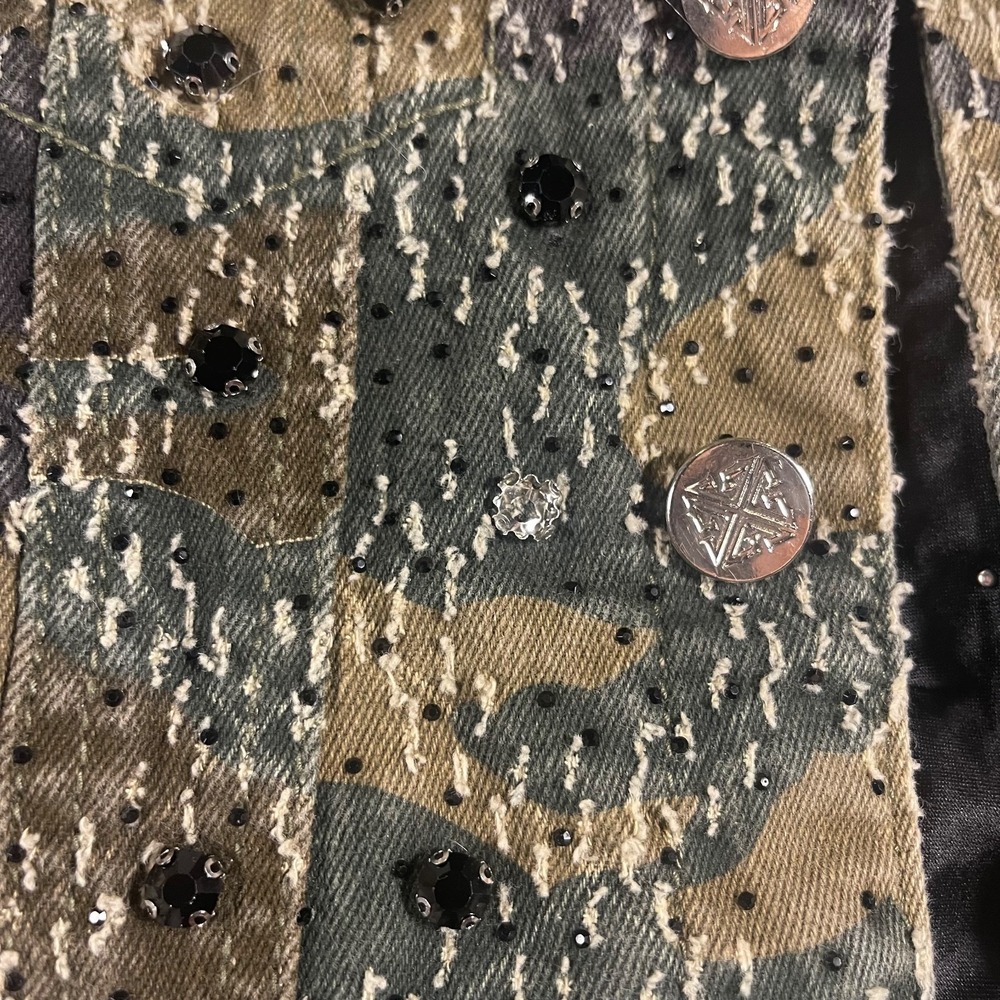 GUAPI Kids 3T Camo Distressed Rhinestone Crystal Denim Jacket Embellished - Picture 7 of 16